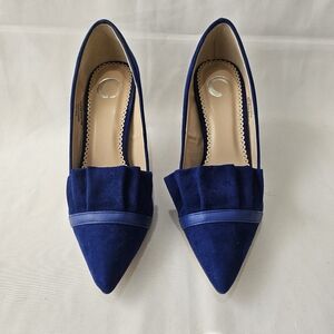 JOURNEE COLLECTION Marek Faux Suede Stiletto Pump Heels Blue Size 5½